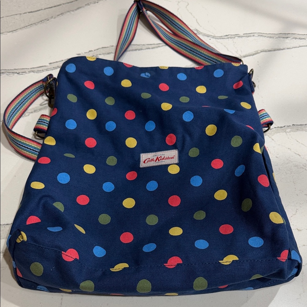 Cath Kidston Navy Floral/polka dot Canvas Shoulder Bag- Reversible - Picture 7 of 7